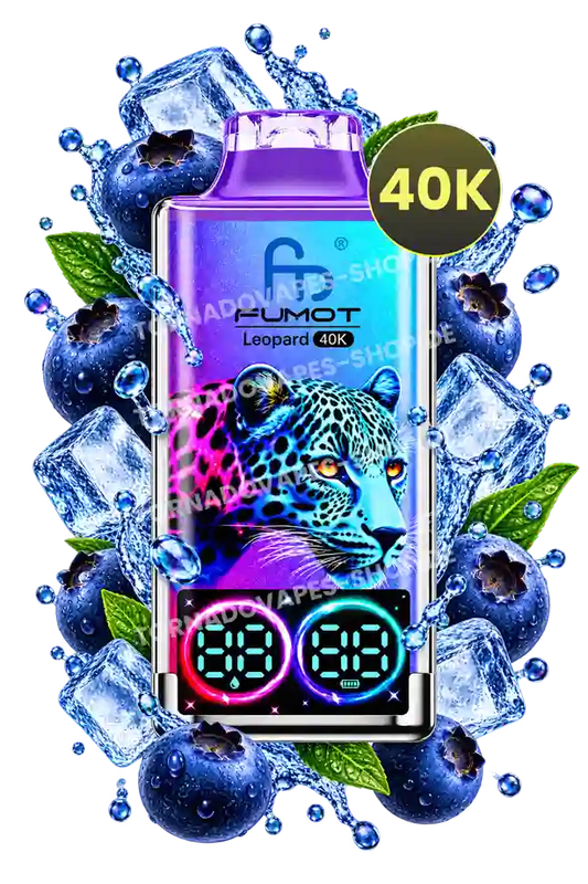 Fumot Leopard 40K Blueberry Ice Tornado Vape mit Blaubeeren, Eiswürfeln und erfrischender Ice-Note