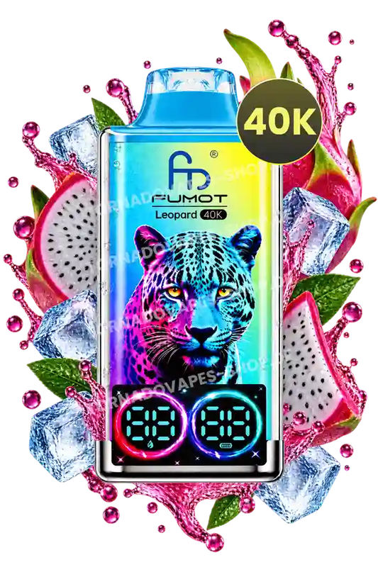 Fumot Leopard 40K Dragon Fruit Ice Tornado Vape mit exotischem Drachenfrucht-Geschmack und kühler Ice-Note