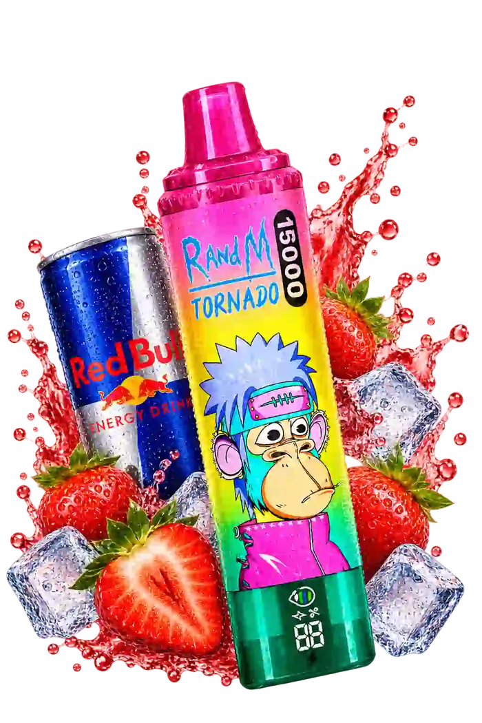 RandM Tornado 15000 Strawberry Red Bull – 15K Vape mit Erdbeer- und Energy-Geschmack