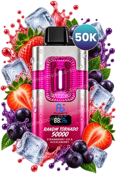 RandM Tornado 50000 Strawberry Ice & Huckleberry Vape mit Erdbeeren, Huckleberries und Eis
