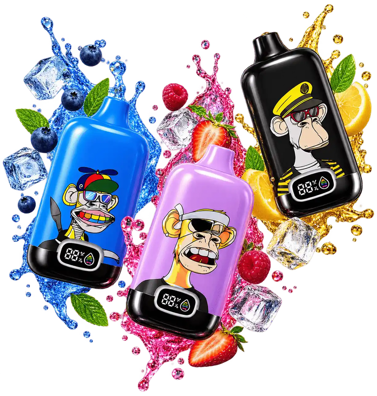 RandM Tornado Vape Hero Banner mit modernen Vape Designs und verschiedenen Geschmacksrichtungen